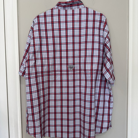 Columbia PFG Omni-shade Shirt Red Short Sleeve Button Up Vented Men's Size XL - Picture 4 of 8